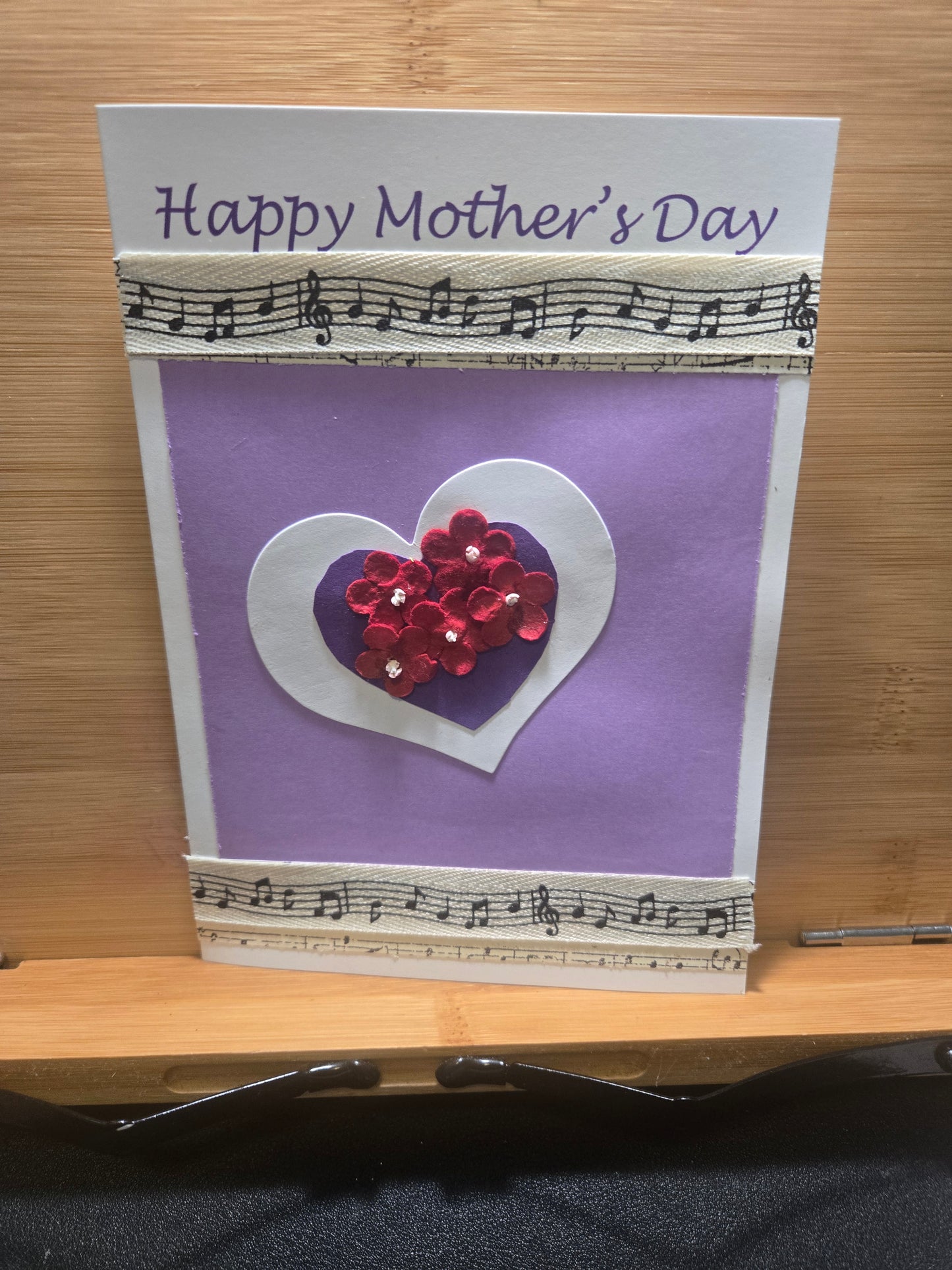 Handmade Mother's day Card for Mom- Thank you Card Floral Heart Design-Unique Gift for Mom