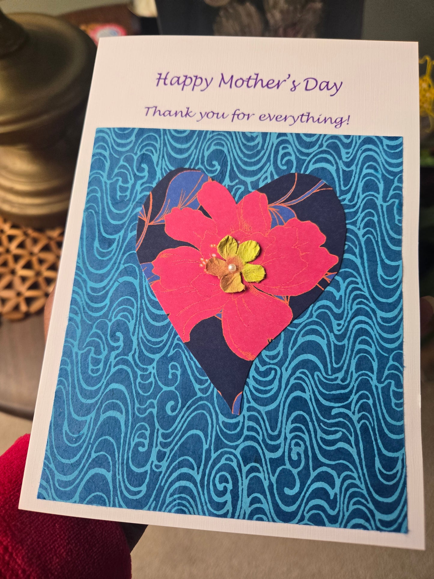Handmade Mother's Day Card for Mom - Unique Floral Keepsake Greeting Card