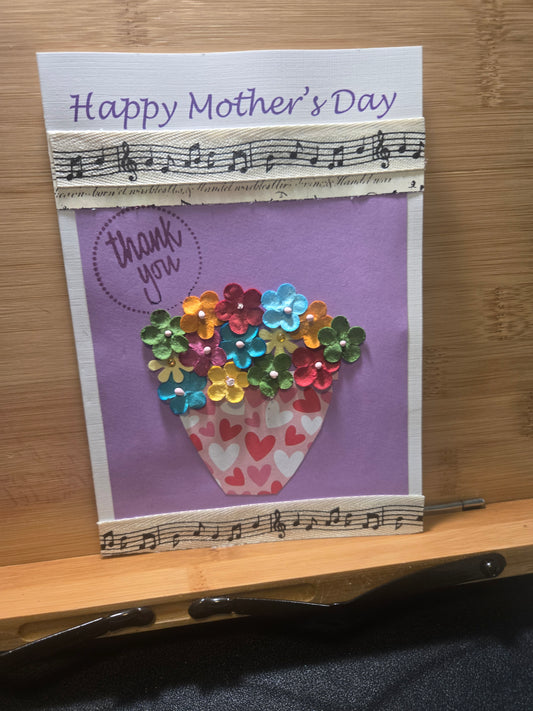 Handmade Mother's Day Card- Thank you Mom Mother's Day Card -Keepsake Mother's Day Card