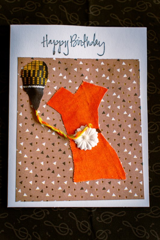 Handmade Birthday Card for Her – Elegant Classy Lady in Orange Dress Greeting Card - Artisan Greeting Card